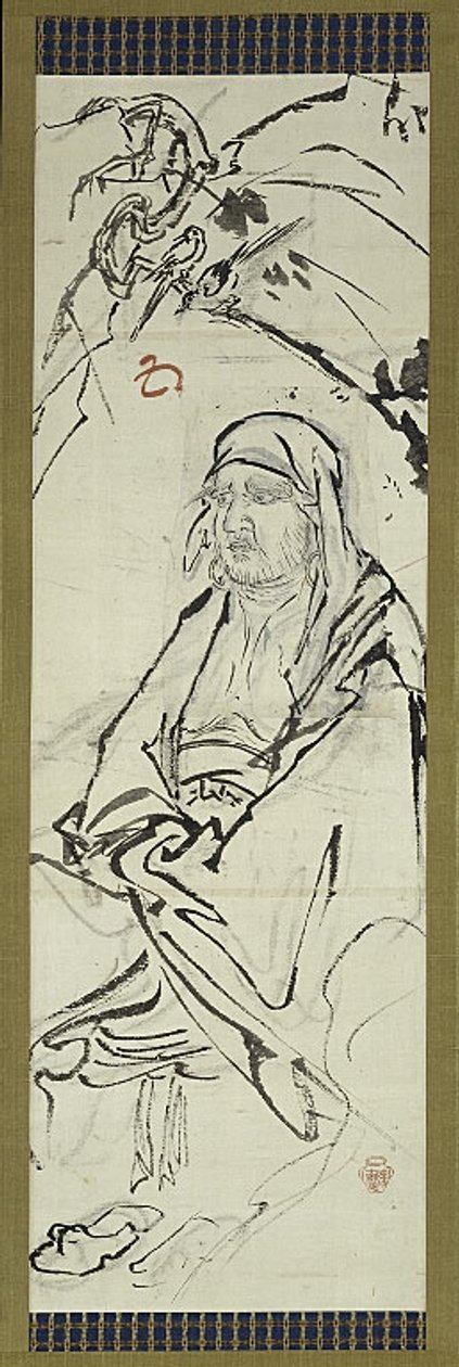 Daruma (Bodhidharma), één van zes schetsen door Kawanabe Kyosai
