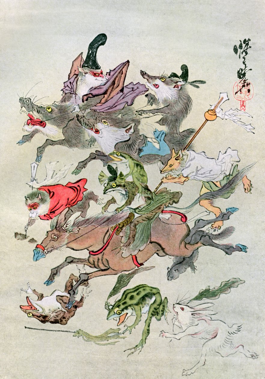 Dierenjacht door Kawanabe Kyosai