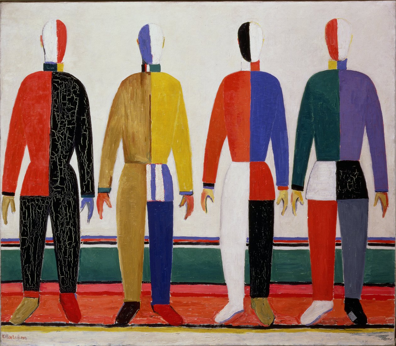 Sporters, of Suprematisme in de contouren van sporters, 1928-32 door Kazimir Severinovich Malevich