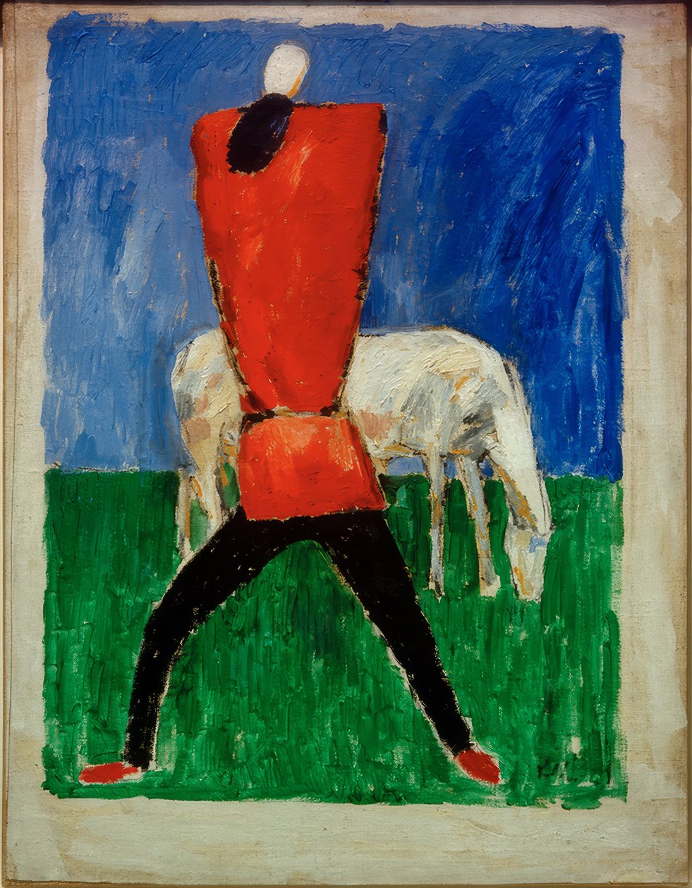 Man en paard door Kazimir Severinovich Malevich