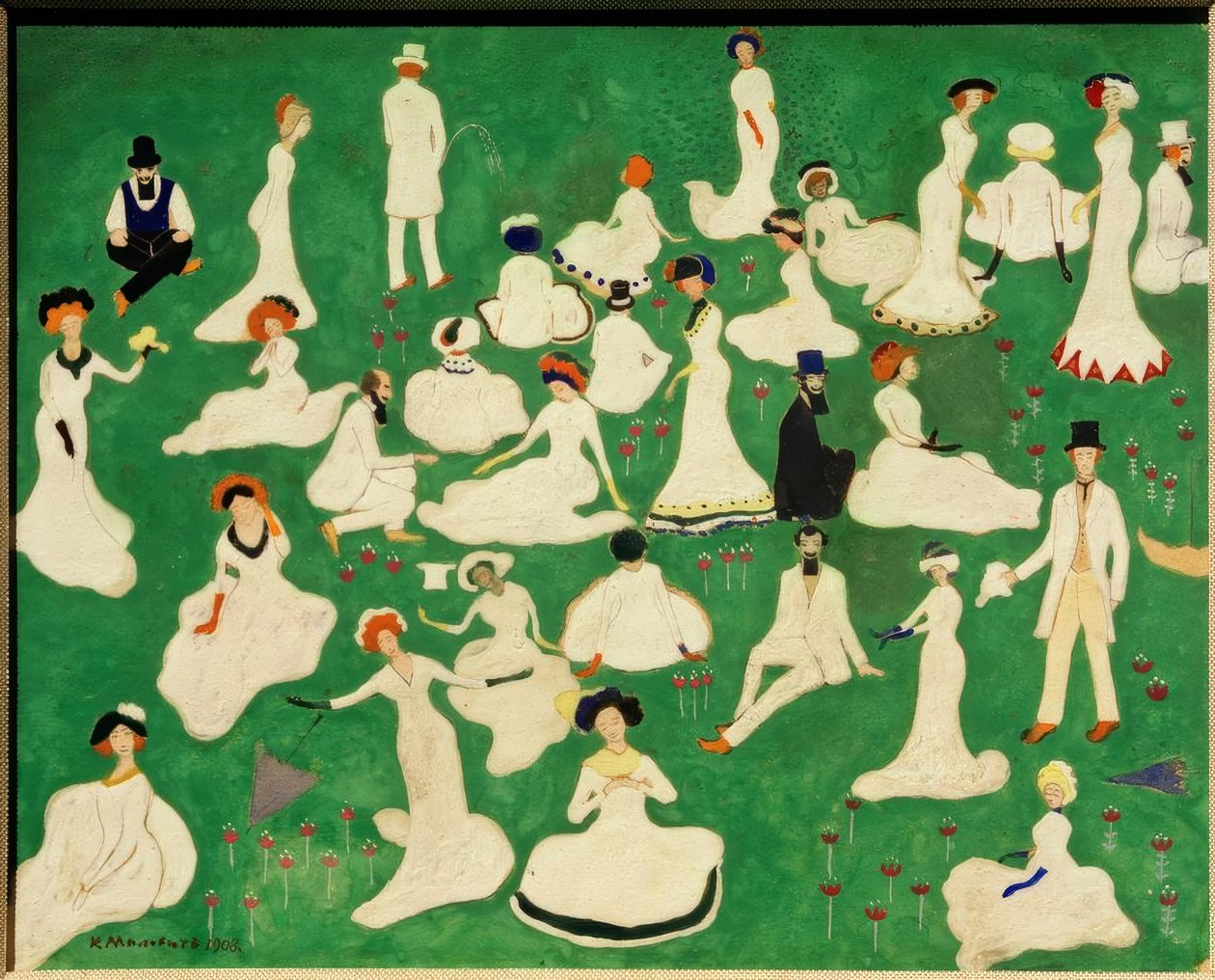Rust (Gezelschap met hoge hoeden) door Kazimir Severinovich Malevich