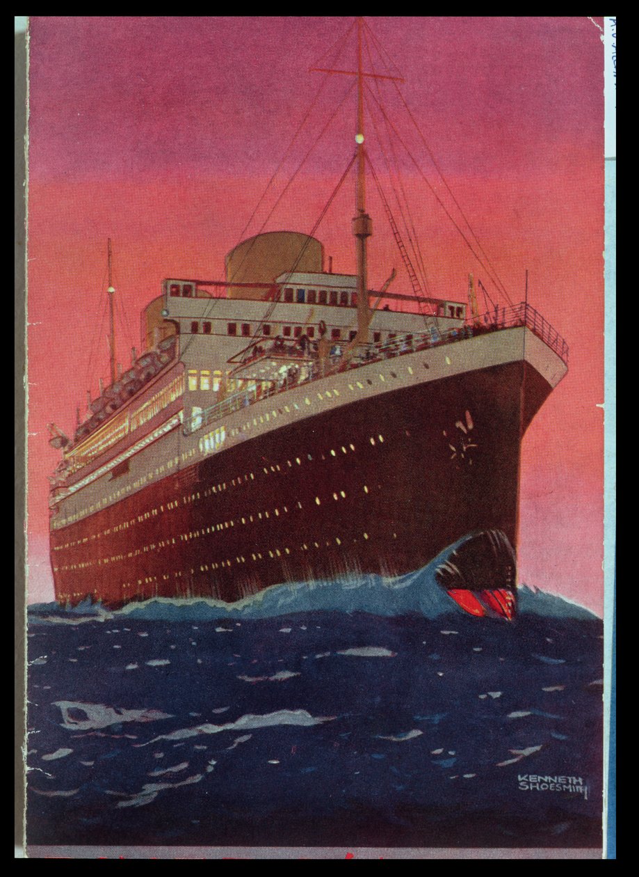 De Liner M.V. Alcantara op zee, 1928 door Kenneth Shoesmith