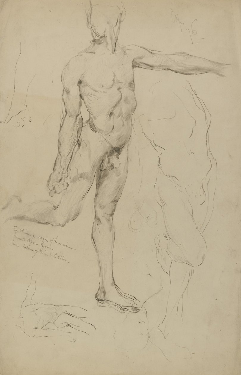 (Zonder titel) (Studies van mannelijke naakten) door Kenyon Cox