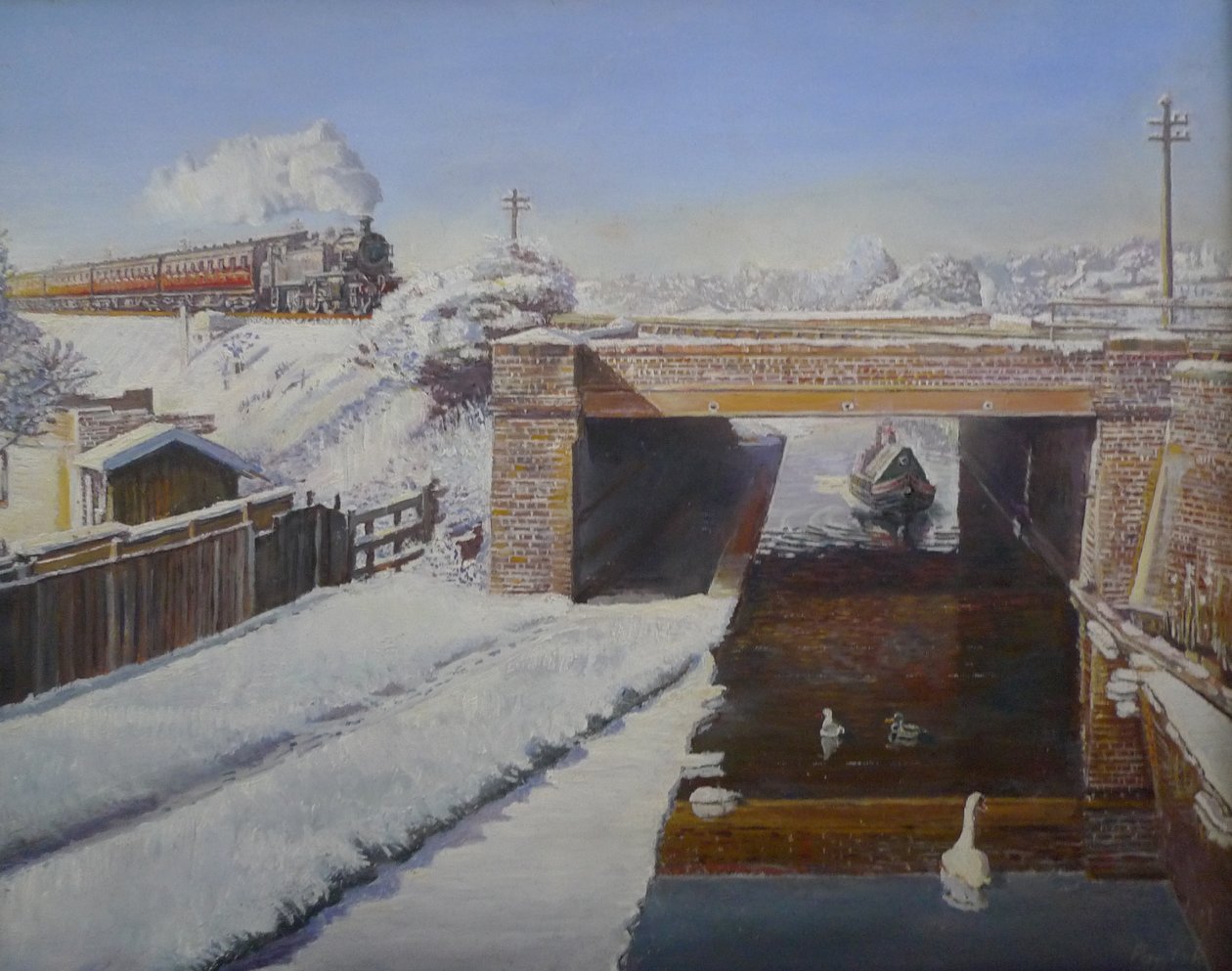 Over de Grand Union, 2008 door Kevin Guild of Railway Artist Parrish