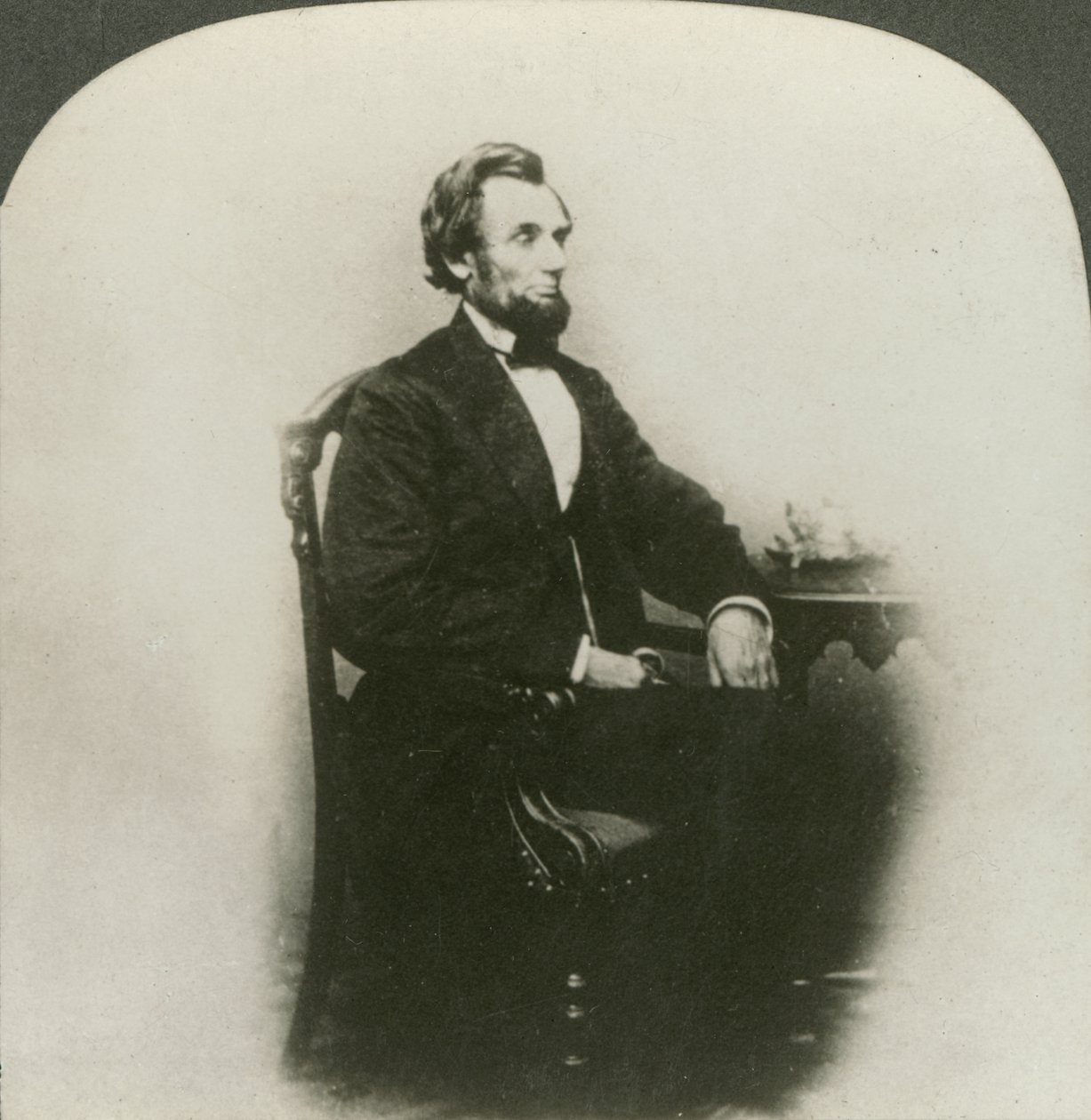 Een zeldzaam oud driedimensionaal portret van Abraham Lincoln door Keystone View Company