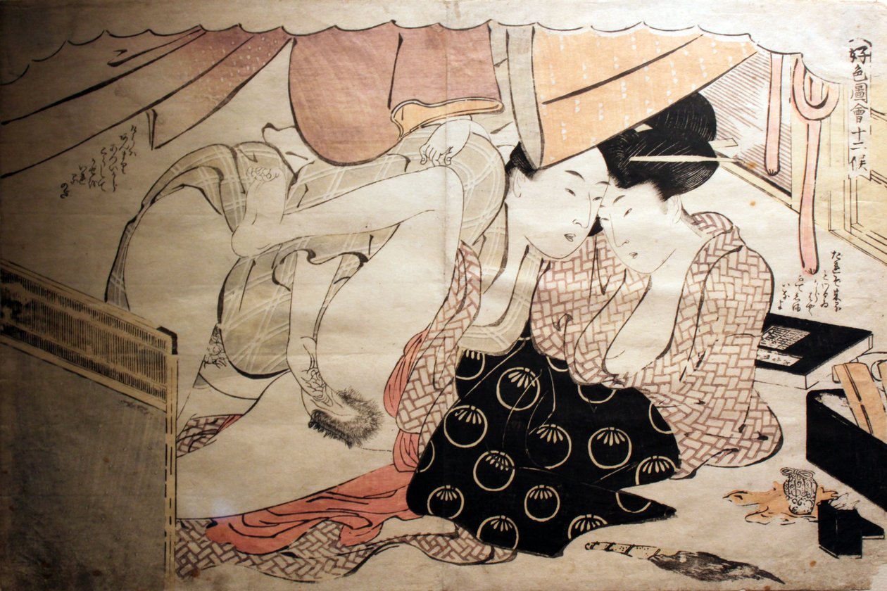 Kleur-Shunga door Utamaro door Kitagawa Utamaro