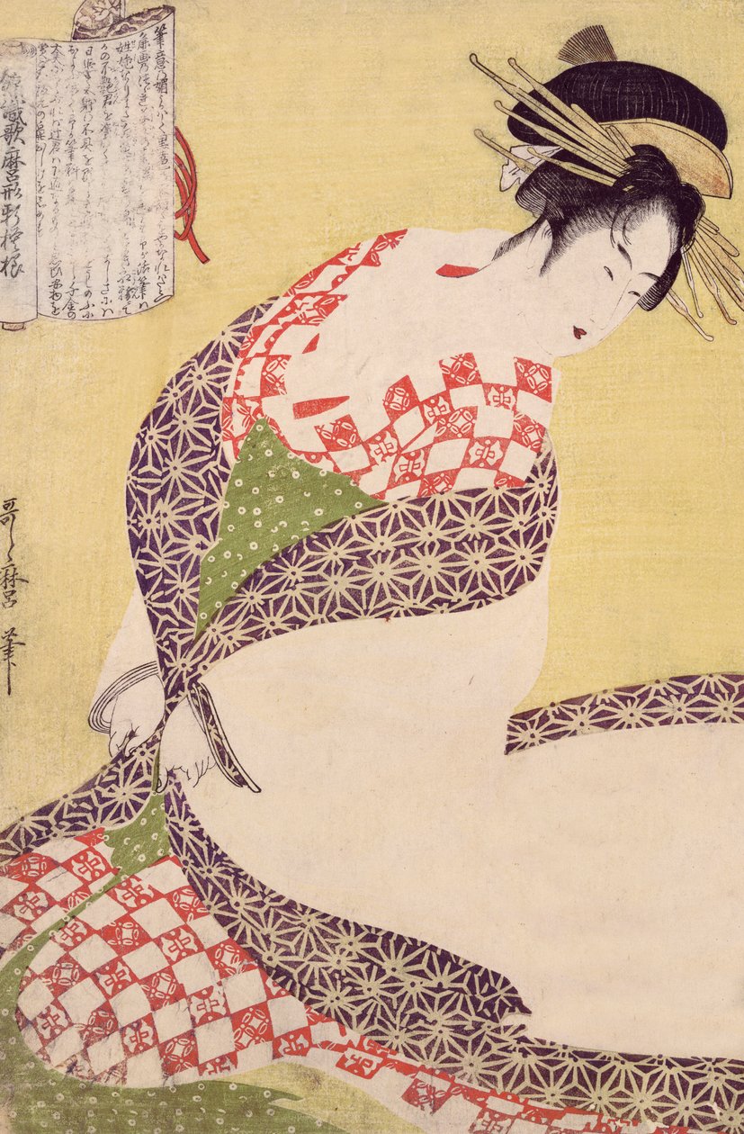 Knielende Courtisane door Kitagawa Utamaro