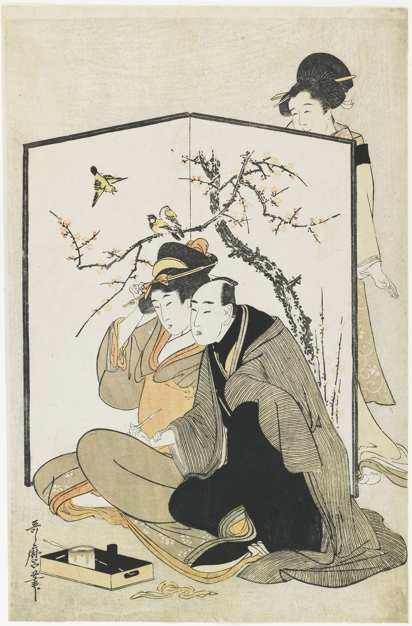 Man en vrouw roken, c. 1804 door Kitagawa Utamaro
