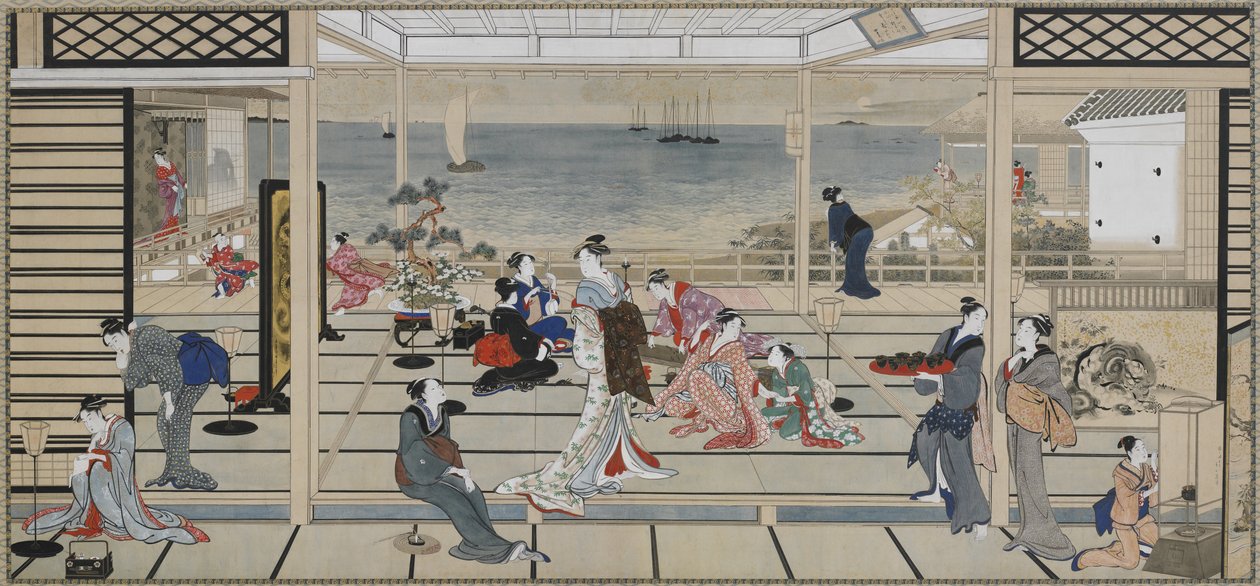 Maanlichtfeest bij Dozo Sagami, Edo-periode, eind 18e-begin 19e eeuw door Kitagawa Utamaro