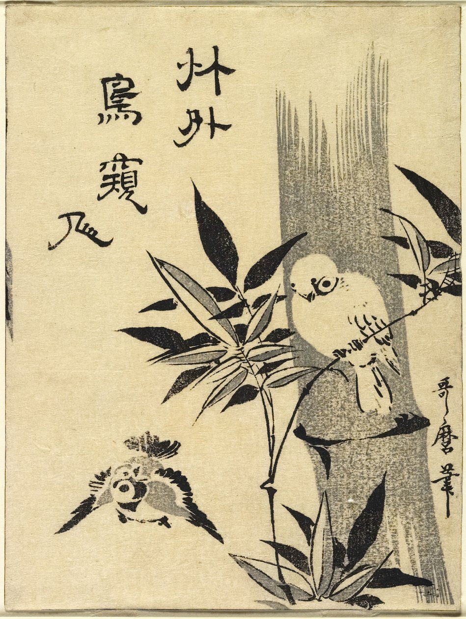 Mussen op bamboetak, c. 1781-1806 door Kitagawa Utamaro