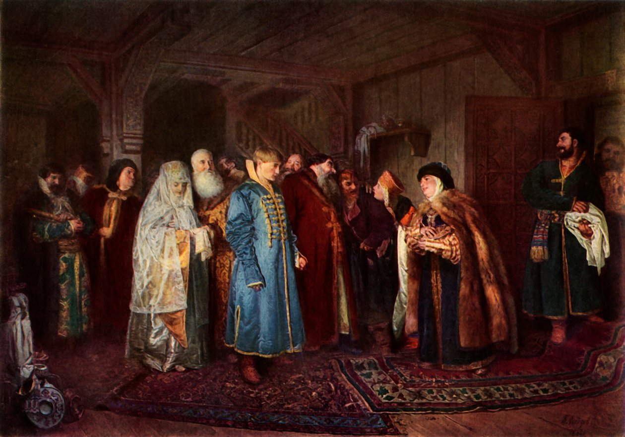 Een Boyar-bruiloft, 1883, 1965 door Klavdi Vasilevich Lebedev