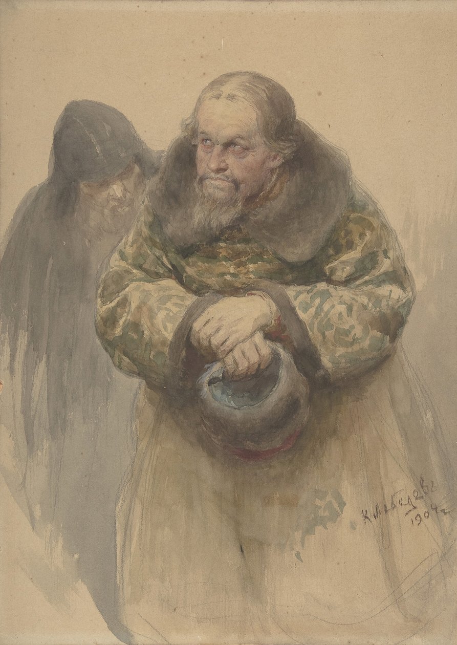 Twee Russische mannen, 1904 door Klavdi Vasilevich Lebedev