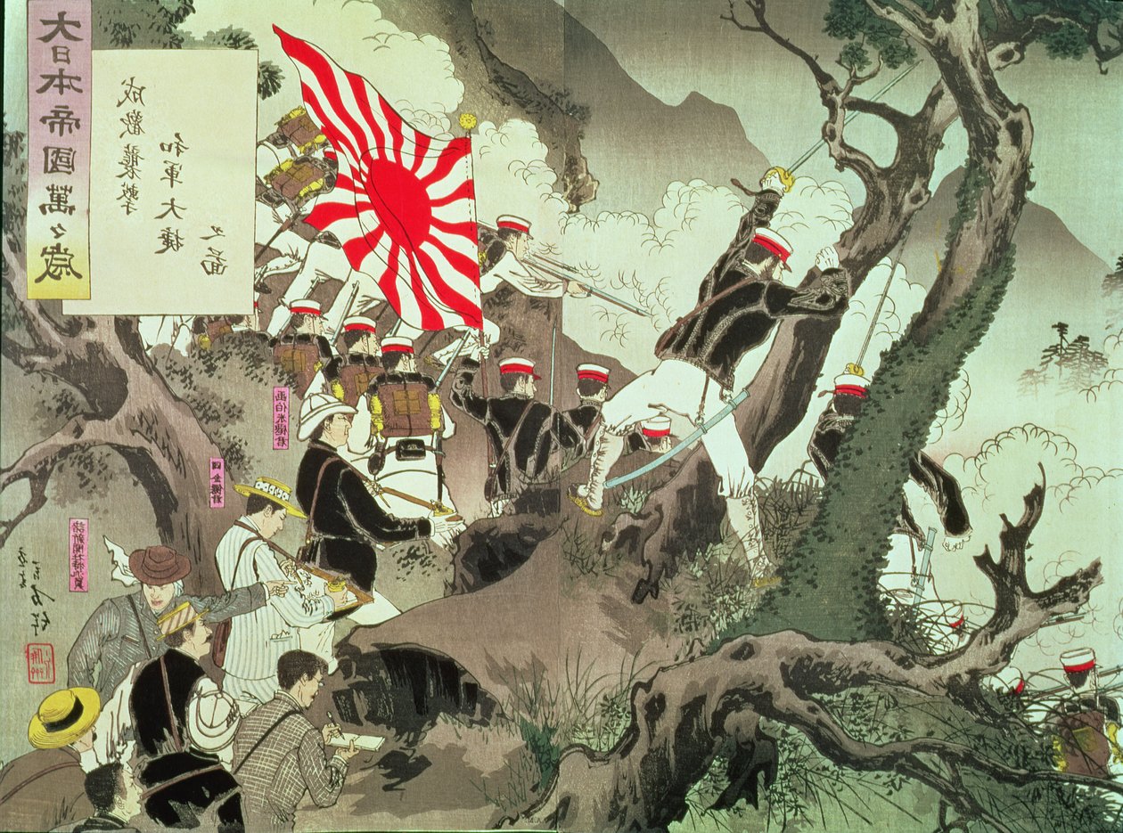 Scène uit de Chinees-Japanse Oorlog in Korea door Kobayashi Kiyochika