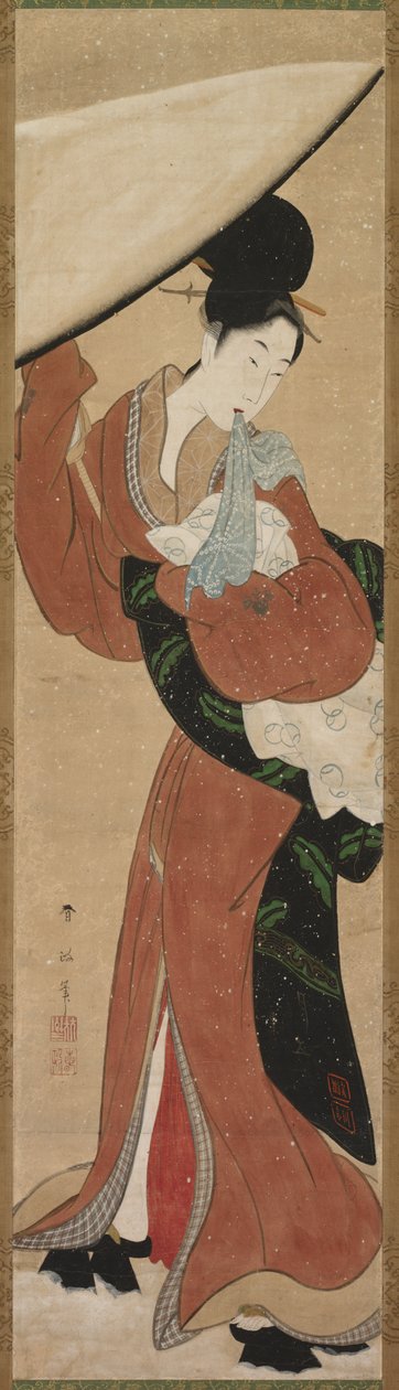Dame met een Parasol door Koikawa Harumasa