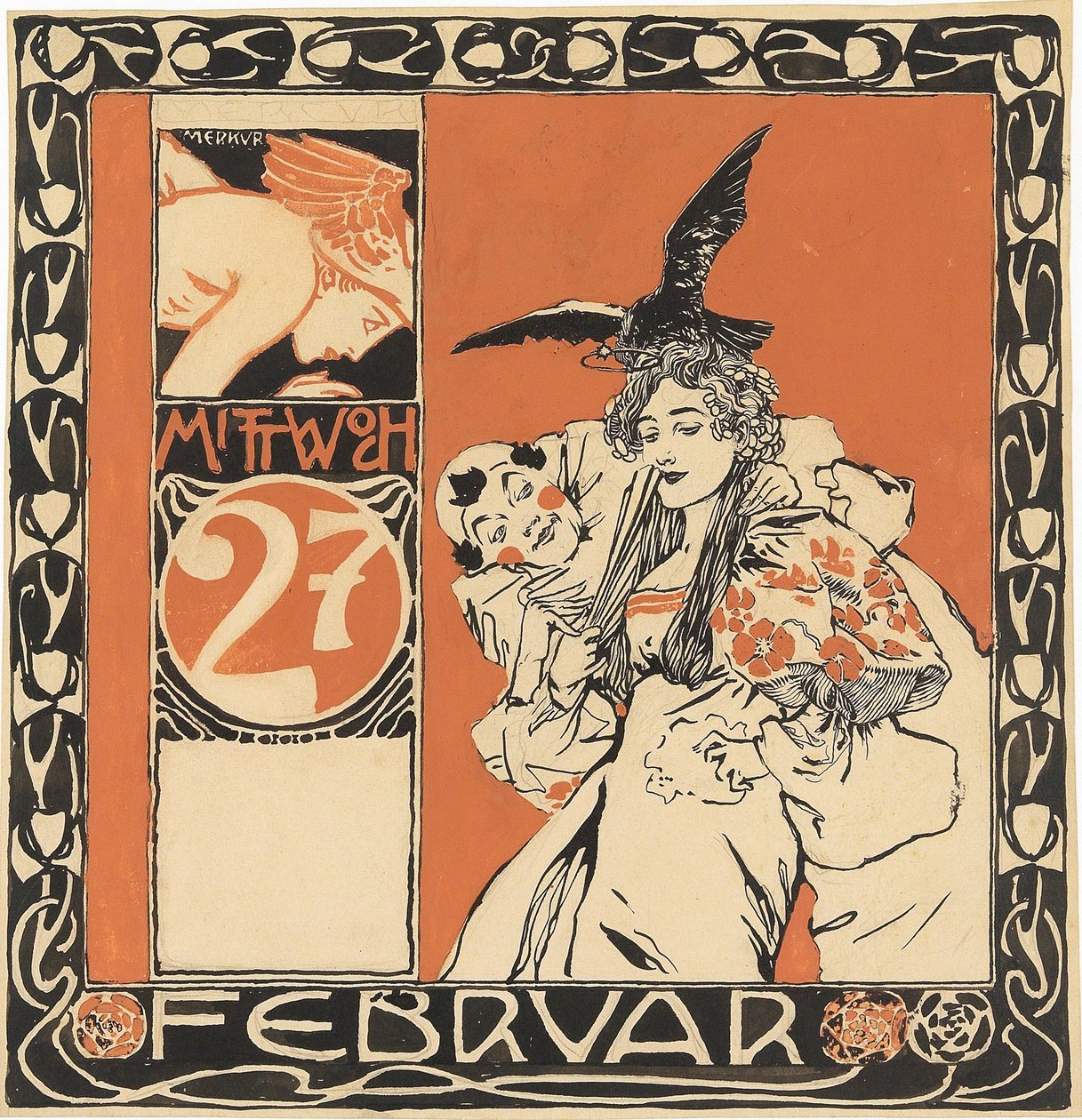 Kalenderblad: Woensdag 27 februari door Koloman Moser