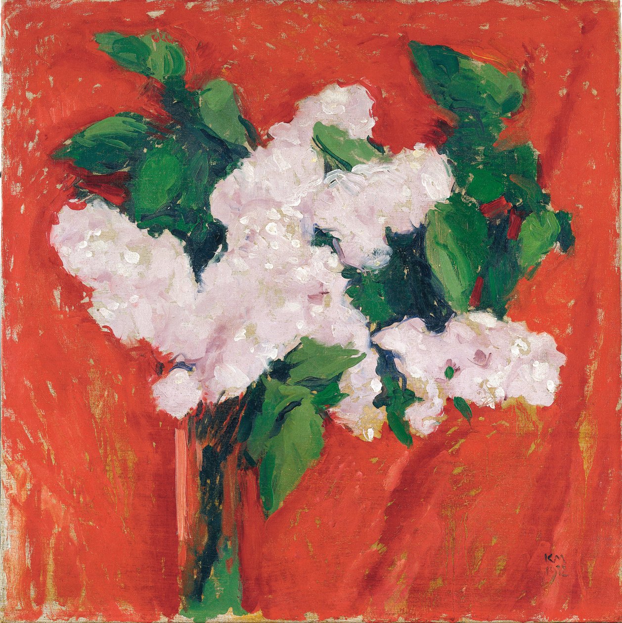 Flieder - Lila ... (olieverf op doek) door Koloman Moser