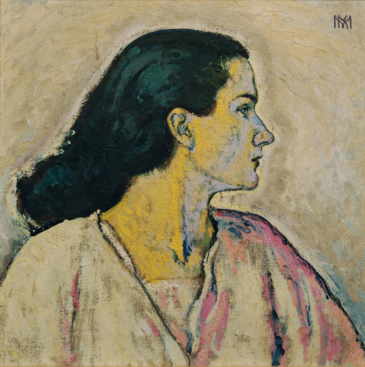 Vrouwenportret in profiel door Koloman Moser