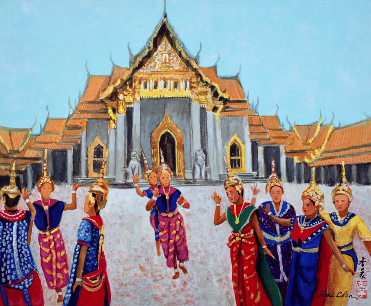 Traditionele Thaise Dans, 1990 door Komi Chen