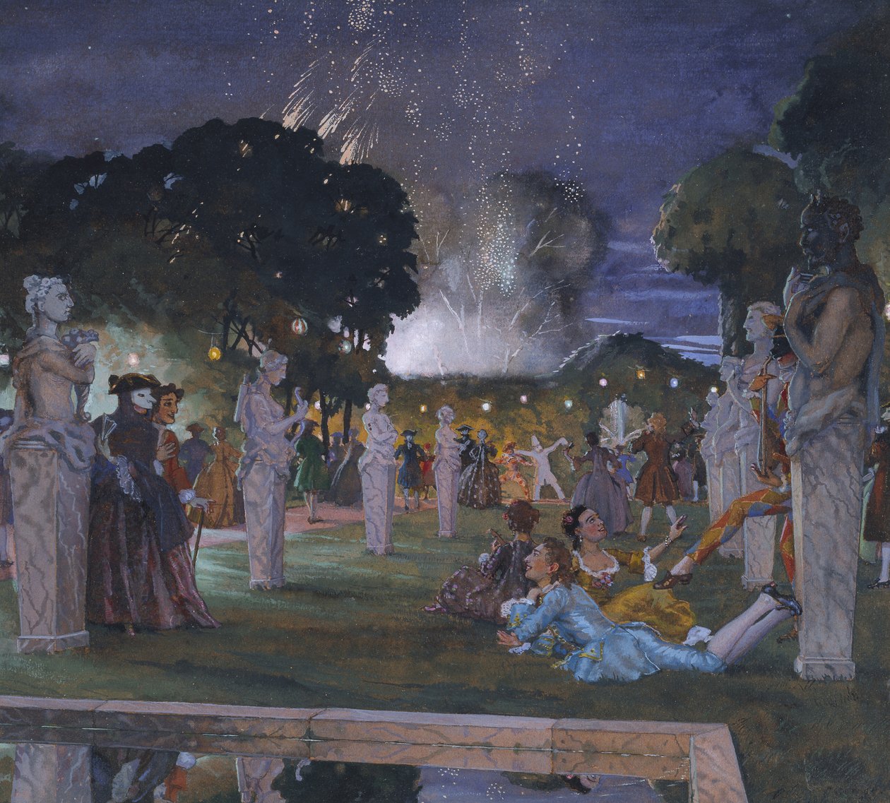 Feesten in de omgeving van Venetië, 1930 door Konstantin Andreevic Somov