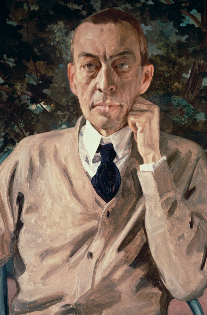 Portret van de componist, Sergei Vasilievich Rachmaninov (1873-1943) 1925 door Konstantin Andreevic Somov