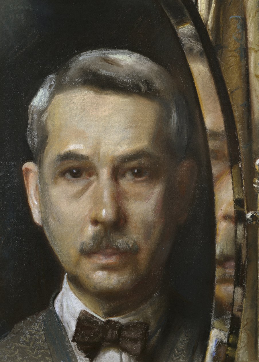Zelfportret in een Spiegel, 1928 door Konstantin Andreevic Somov