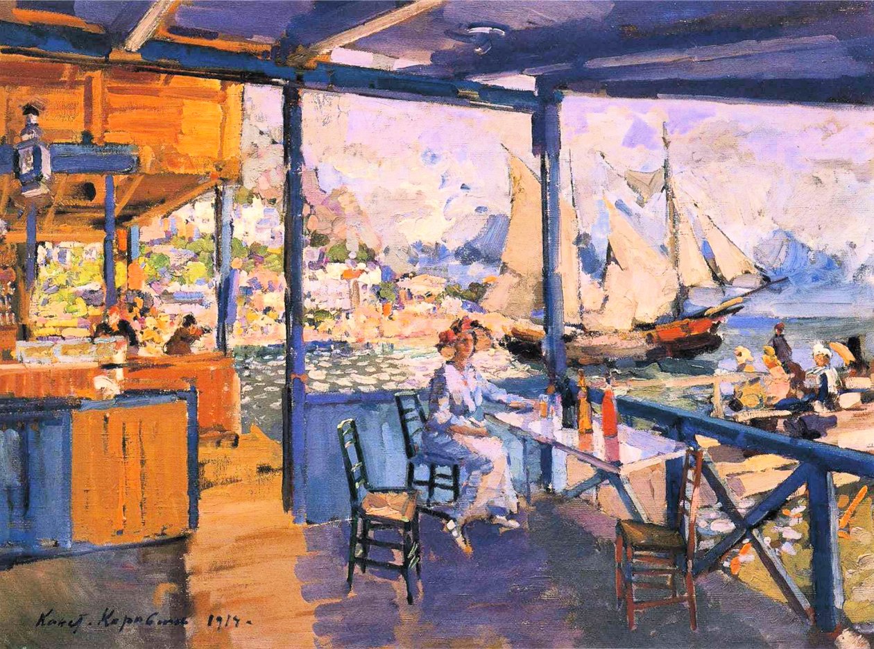 Pier in Gurzuf door Konstantin Alekseevich Korovin