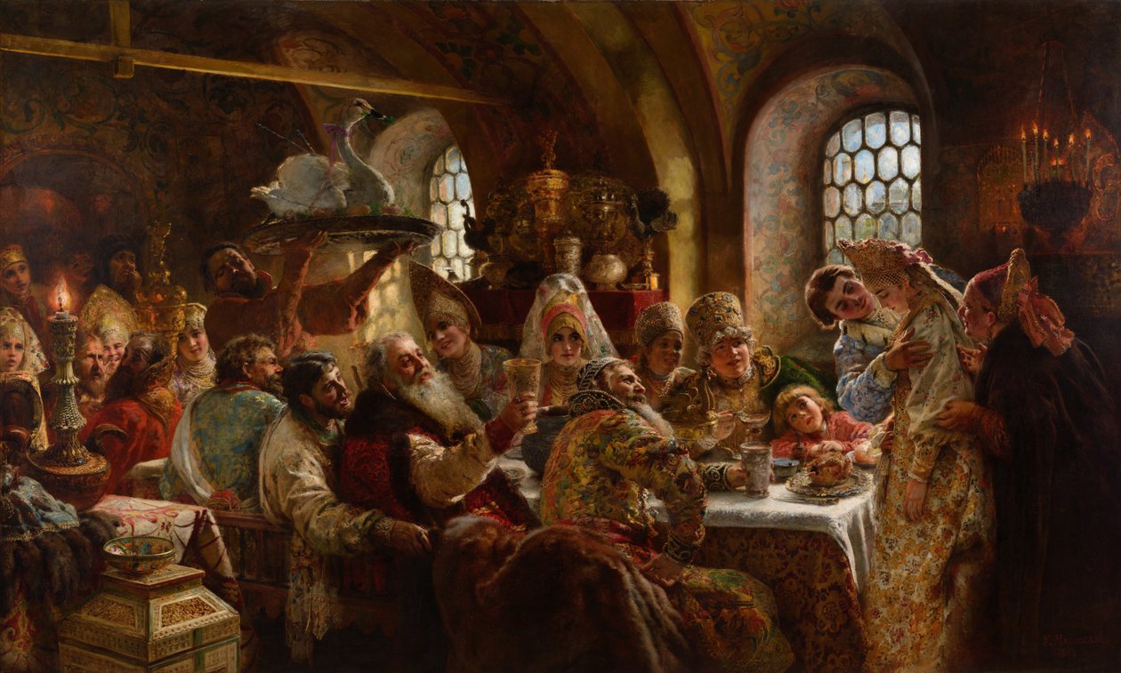Een Bojaar bruiloftsfeest door Konstantin Egorovich Makovsky