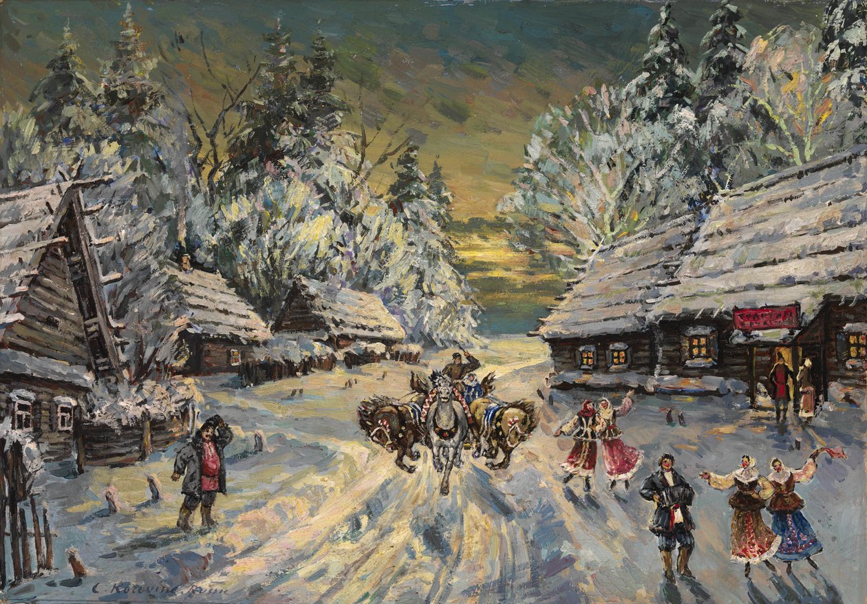 Russische Winter door Konstantin Alekseevich Korovin