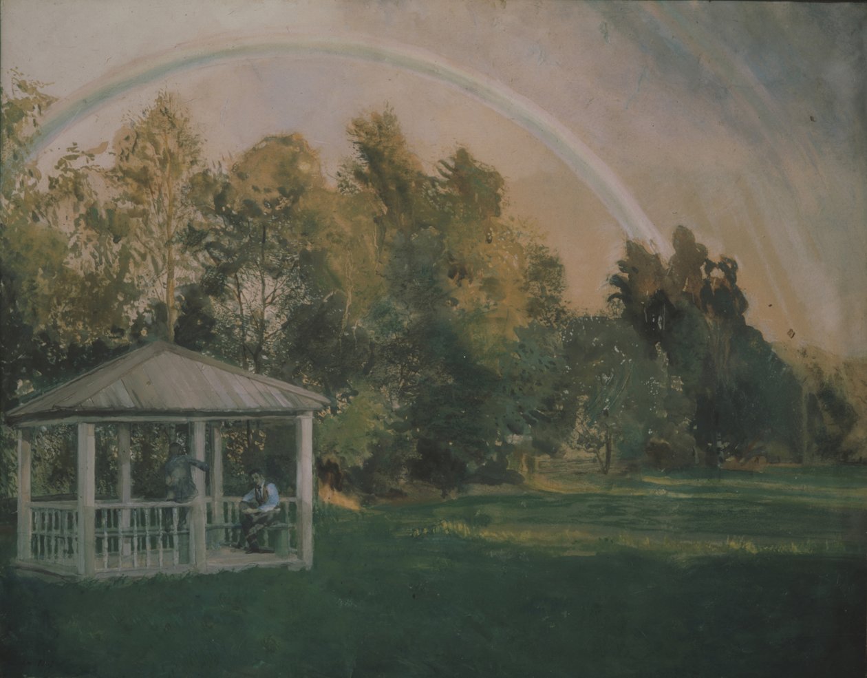 Landschap met een regenboog door Konstantin Andreevic Somov