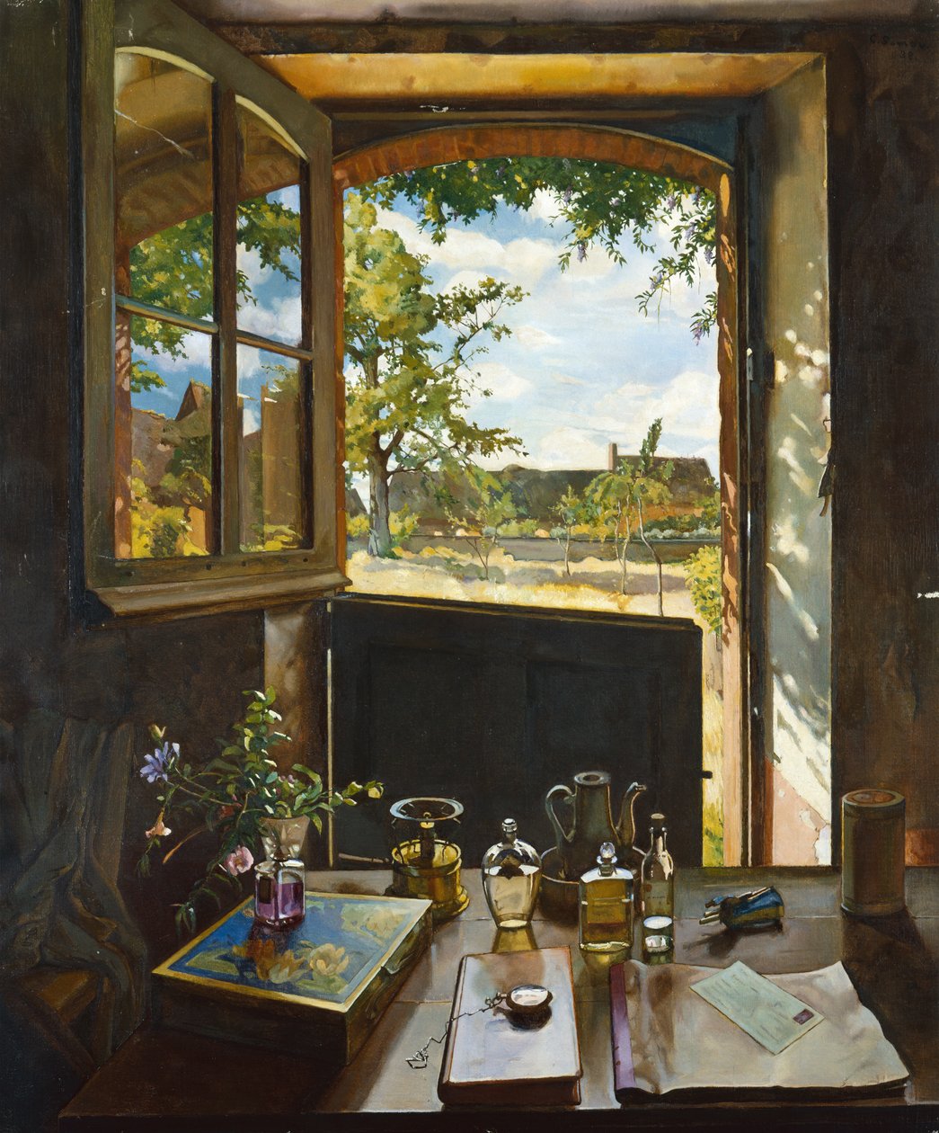 Open deur naar een tuin door Konstantin Andreevic Somov