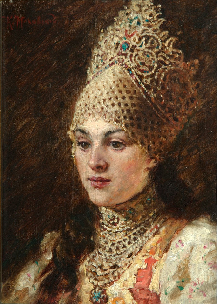 Vrouw van een Bojaar, 1890s door Konstantin Egorovich Makovsky