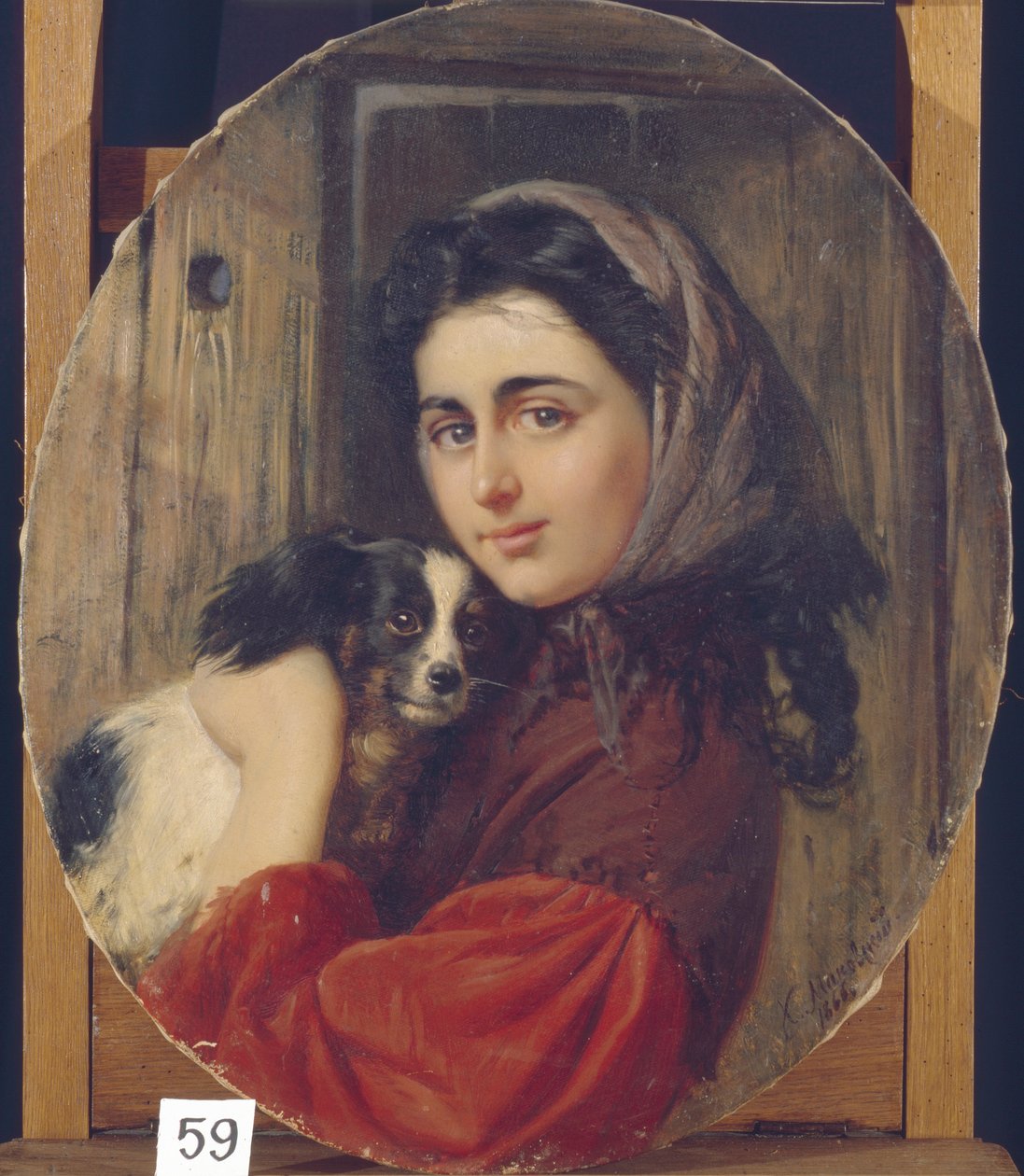 Meisje met kleine hond door Konstantin Egorovich Makovsky