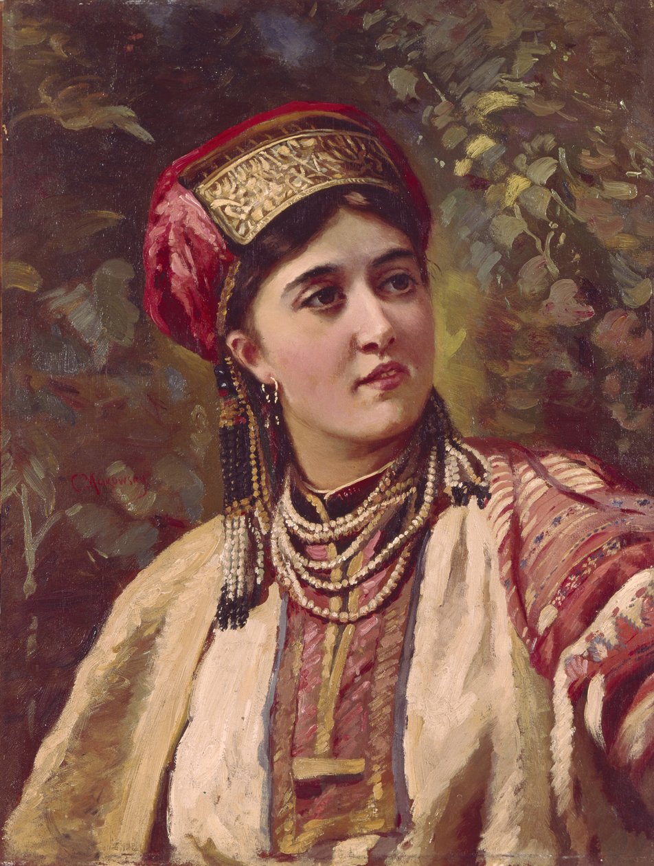 Meisje in Traditionele Kleding door Konstantin Egorovich Makovsky
