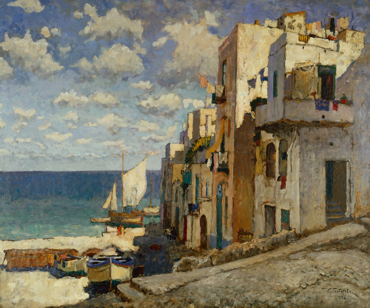 Vissersweg, Capri door Konstantin Ivanovich Gorbatov