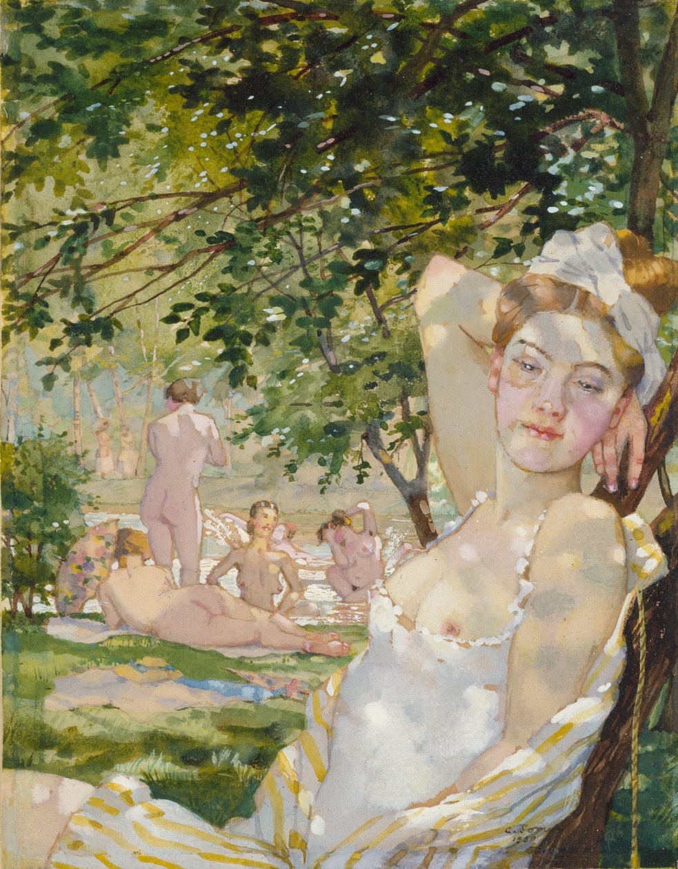 Baden in de Zon, 1930 door Konstantin Somov