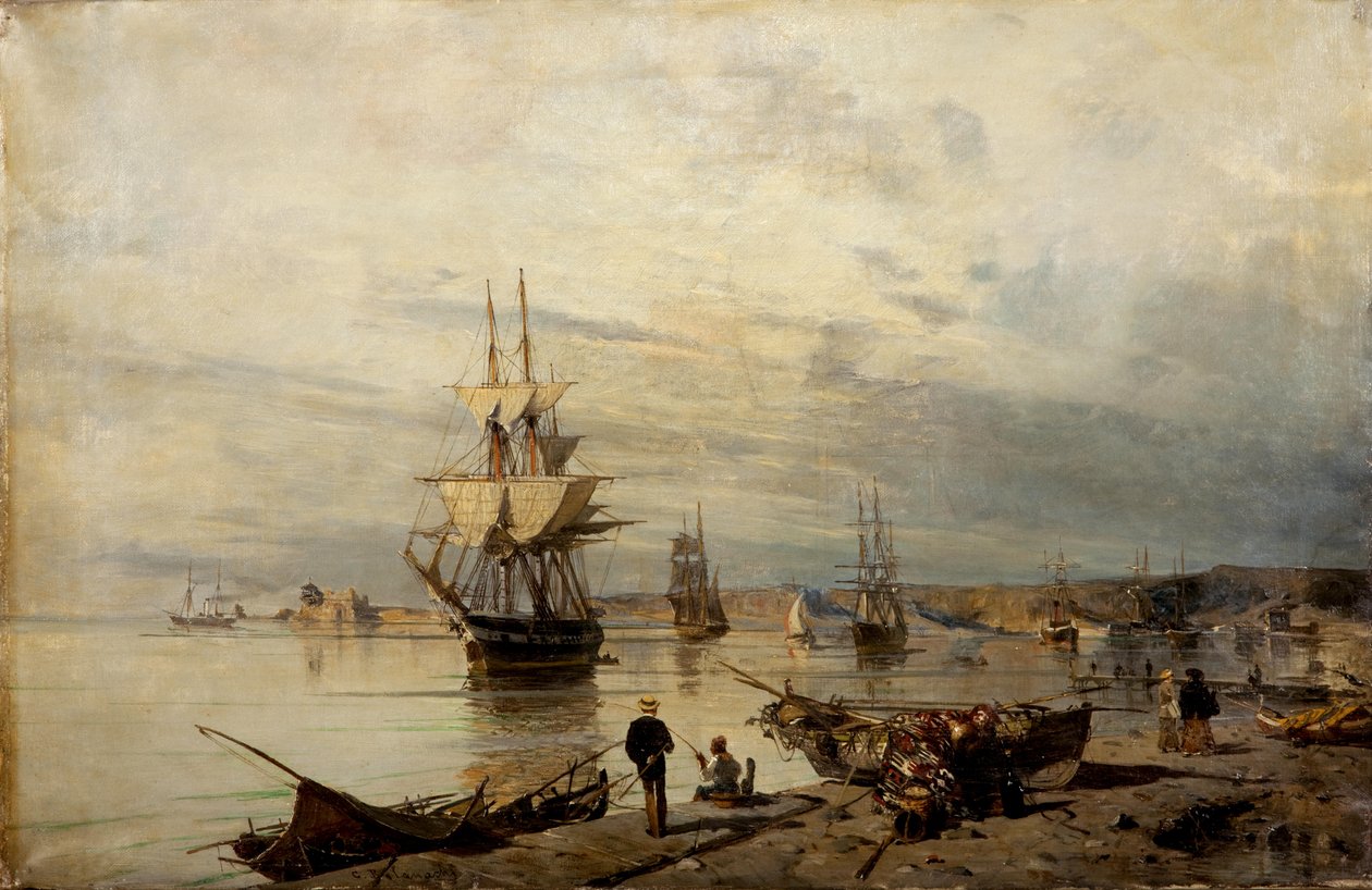 Zonsondergang aan de kust door Konstantinos Volanakis