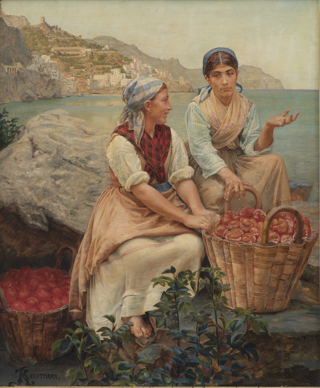 Italiaanse meisjes met tomaten in manden door Kristian Zahrtmann