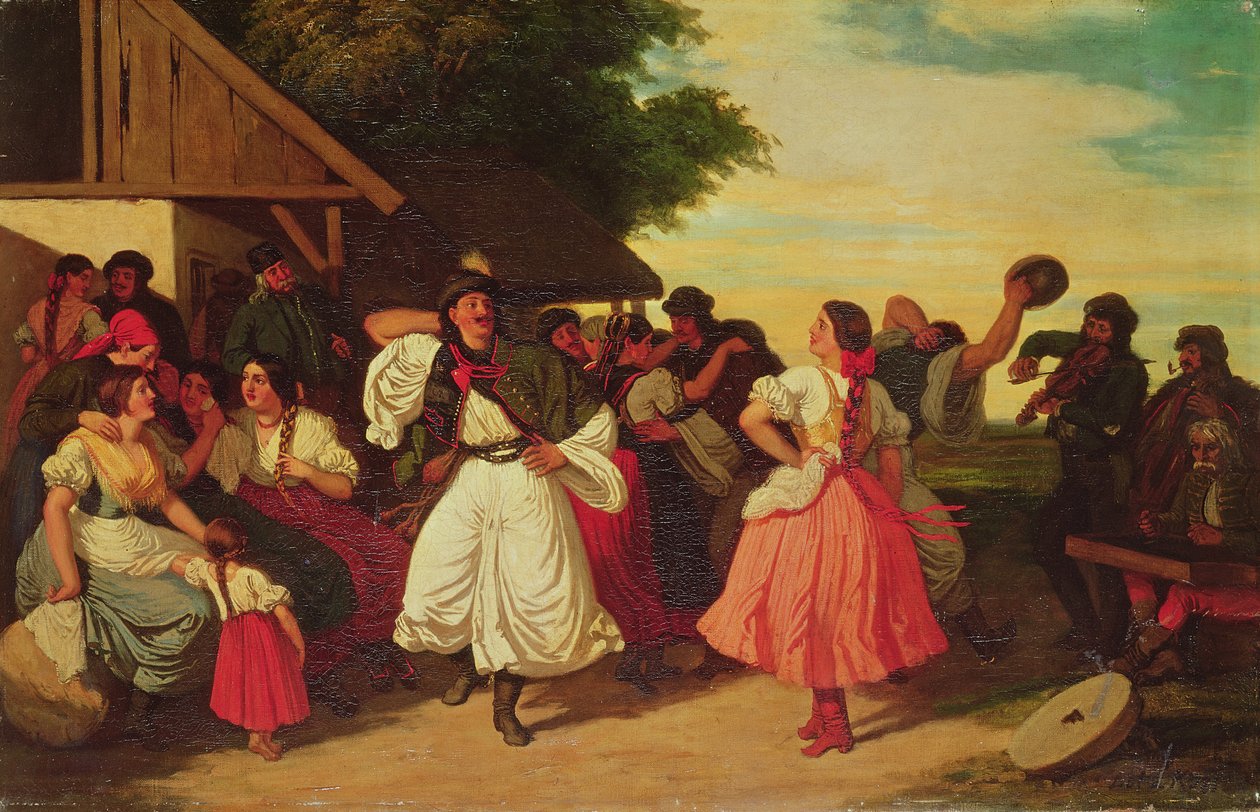 Een Dorpsbruiloftsfeest door Károly Lotz
