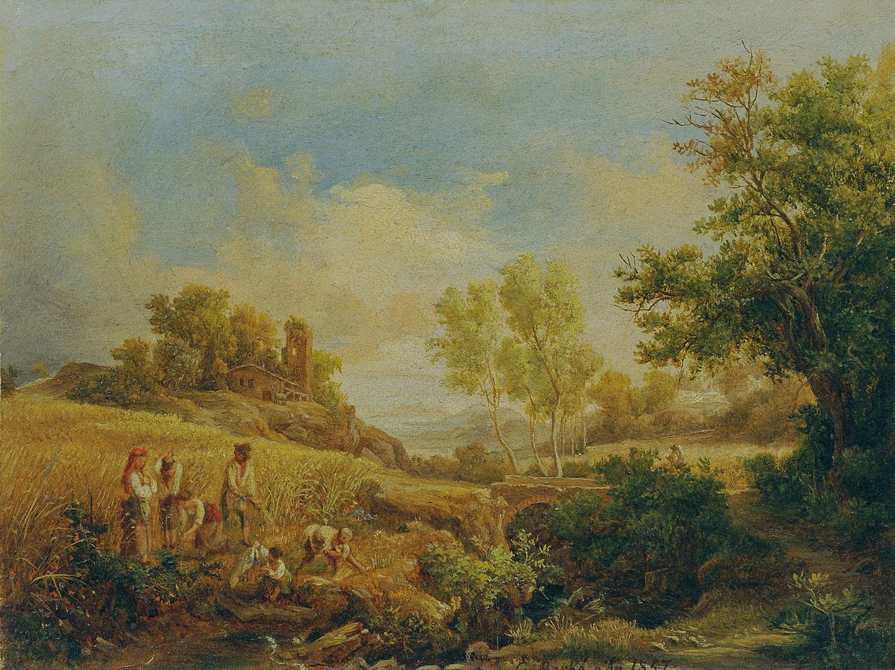 Landschap met hooioogst door Károly Markó d. Ä.
