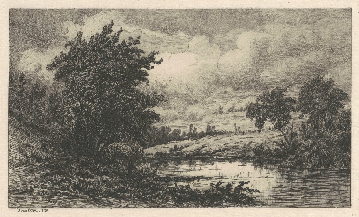 Aan de Shepang Rivier, Connecticut door Kruseman Van Elten