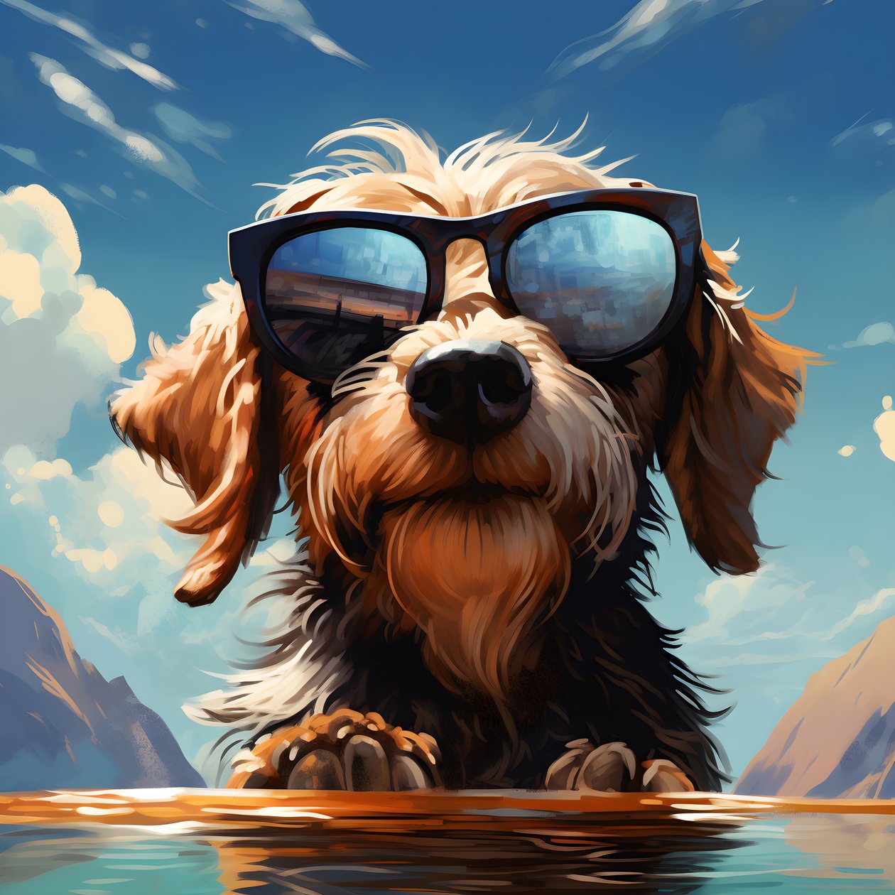 Hond, cartoon, zonnebril 1 door Kurt Heppke