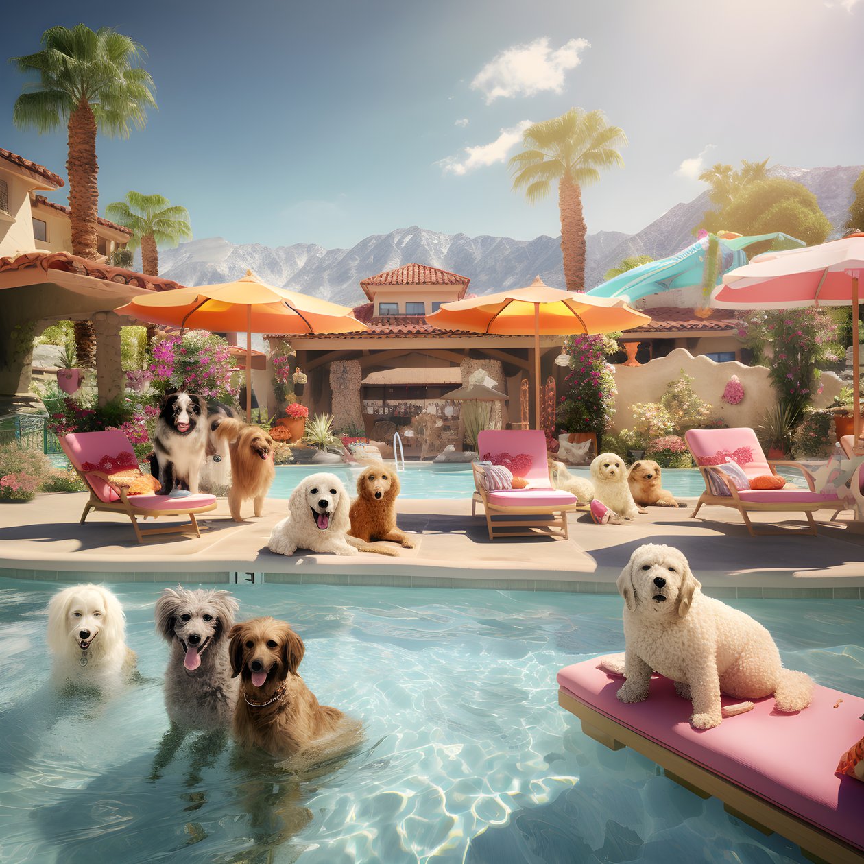 Honden-Poolparty in Palm Springs 3 door Kurt Heppke