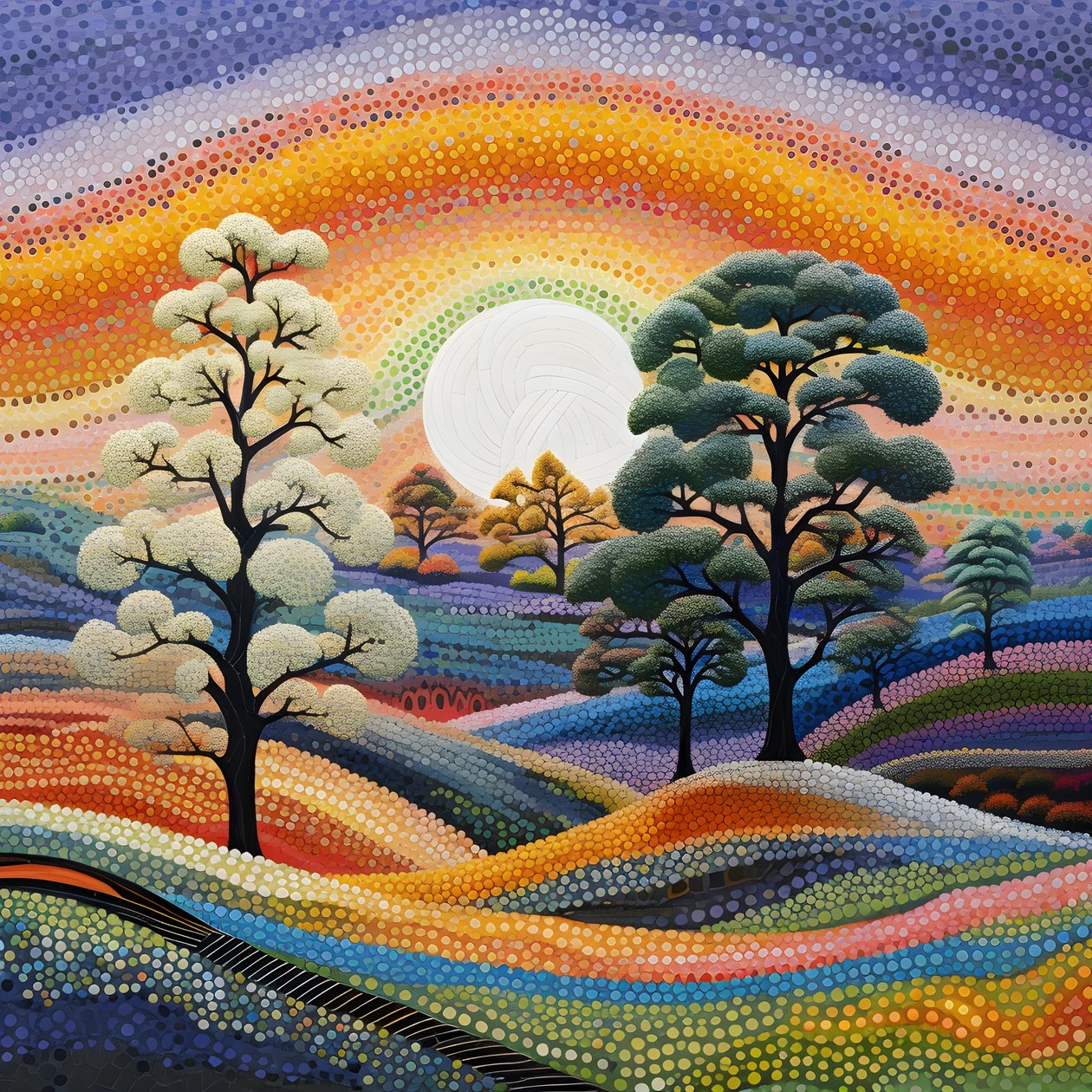 Landschap met bomen en heuvels 2 door Kurt Heppke