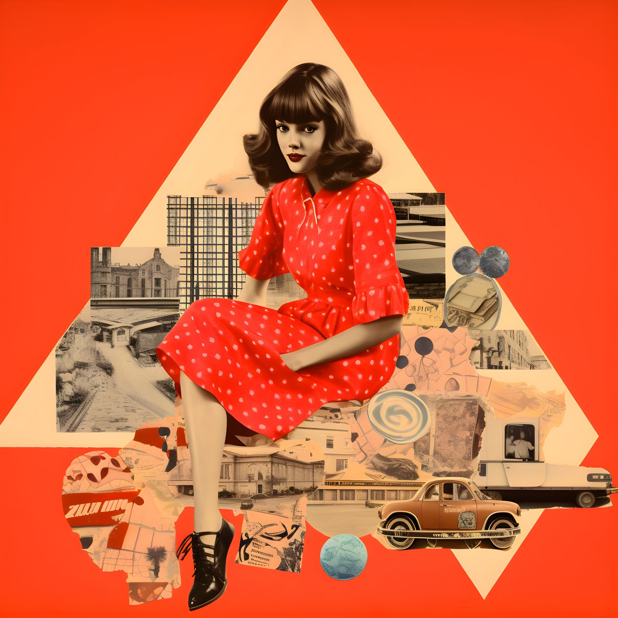 Rode collage, skateboards 3 door Kurt Heppke