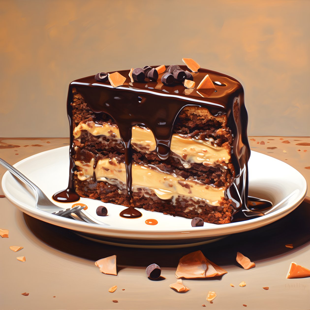 chocolade karamel rabarber taart 4 door Kurt Heppke