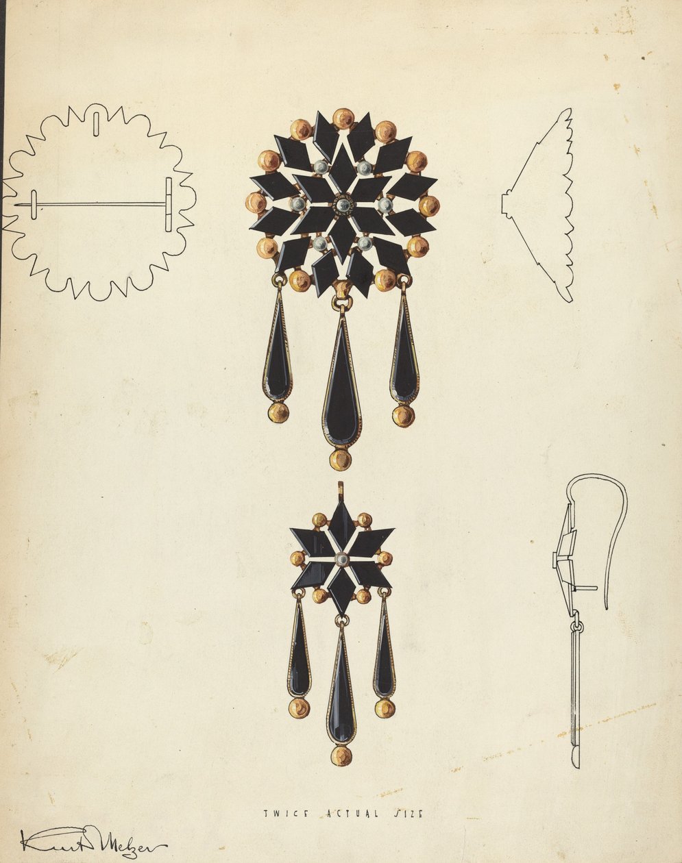 Broche en Oorbel door Kurt Melzer