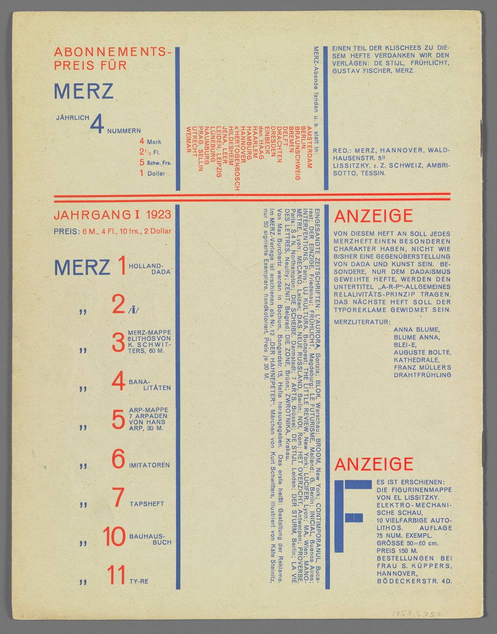 8 Merz 9 door Kurt Schwitters