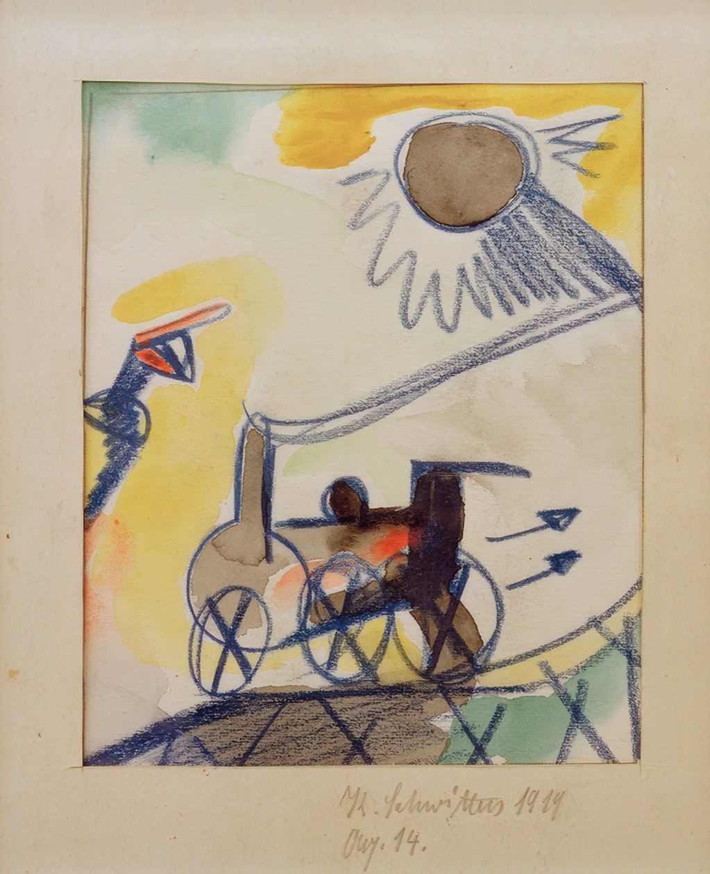 Aq. 14 (Locomotief achteruit) door Kurt Schwitters