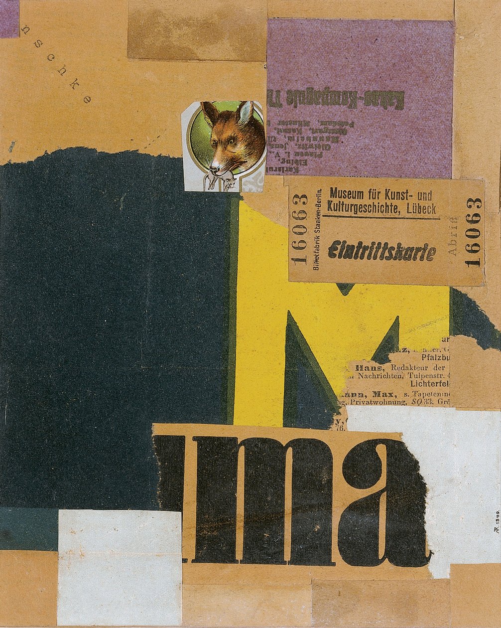 Toegangskaartje Mz 456 door Kurt Schwitters