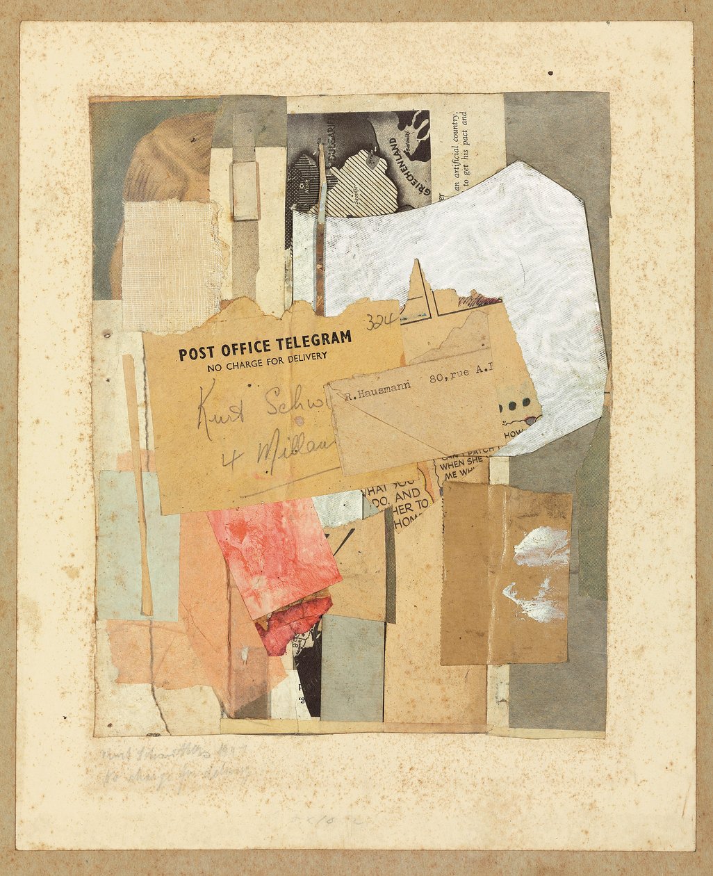 Geen kosten voor levering, 1947 door Kurt Schwitters
